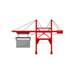 Industrial port and cargo harbor crane vector Illustration on a white background