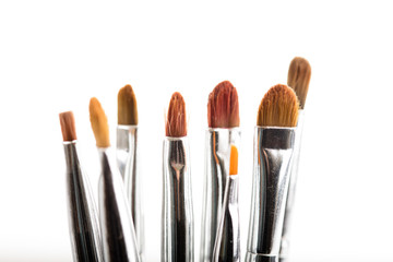 Professional makeup brushes, isolated on wihte