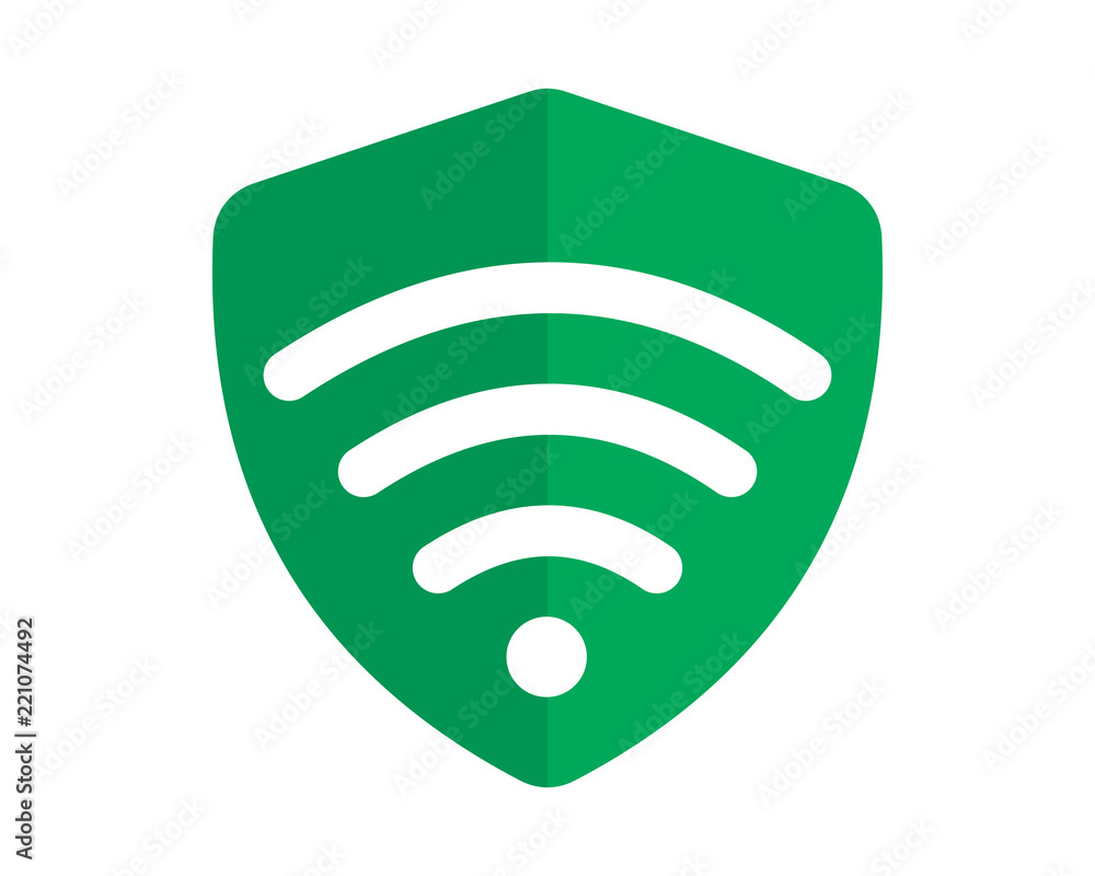 Canvas Prints green wifi shield secure protect image vector icon logo symbol