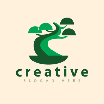 bonsai logo design template