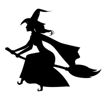 recommend clip art: Halloween witch silhouette on broom