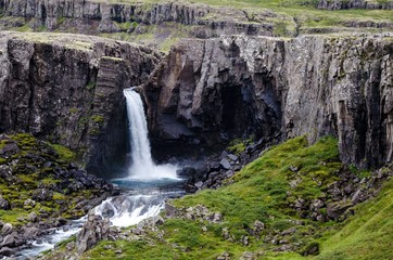 Fototapeta na wymiar Small Waterfall - Seydisfjordur, Iceland