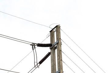 Fototapeta premium Line Power pole Thailand,White Background