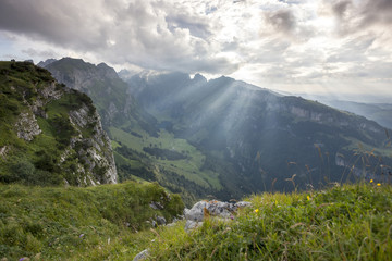 Fototapeta premium Abendstimmung auf dem Alpsigel im Alpstein