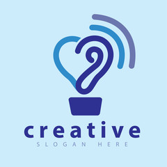 Hear ear love logo icon vector template