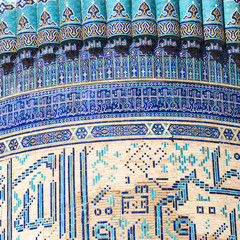 Detail of blue mosaic at Bibi-Khanym (Bibi-Xonum) Mosque, Samarkand, Uzbekistan