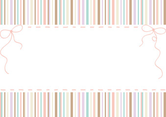 りぼん　ステッチフレーム　ストライプ背景