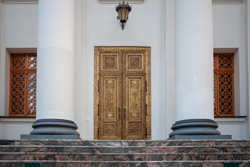 The entrance to the Cathedral of Alexander Nevsky in Yekaterinburg