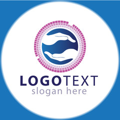 two Hand in circle logo vector template