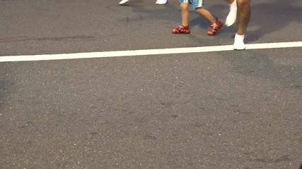 KOENJI, TOKYO, JAPAN - 26 AUGUST 2018 : Close-up shot of performer`s foot at AWA ODORI FESTIVAL (AWA DANCE FESTIVAL) in KOENJI.