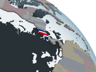 Fototapeta na wymiar Costa Rica with flag on globe