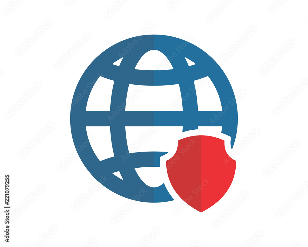 Poster computer shield earth secure protect image vector icon logo symbol