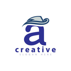 Fototapeta premium A letter with cowboy hat logo icon vector