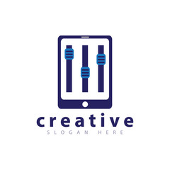 Smart Phone with Music Panel Button logo icon vector