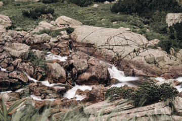 Mountain River in Poland. Waterfall