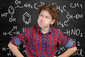 Happy cute clever boy in school. First time to school. Back to school.