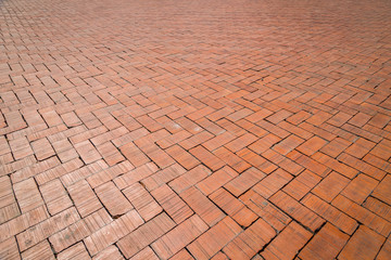 Red brick paving stones floor