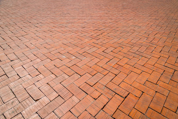 Red brick paving stones floor