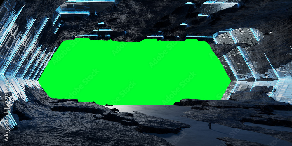 Poster huge asteroid spaceship interior 3d rendering elements of this image furnished by nasa