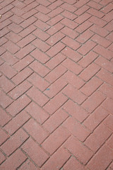 Pattern texture of red brick block on walkway