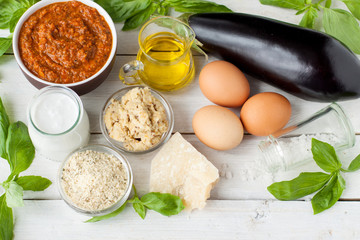 Baked eggplants with eggs and parmesan