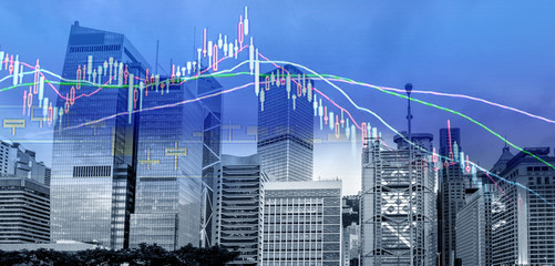 Hong Kong commercial buildings with graph index of stock Market