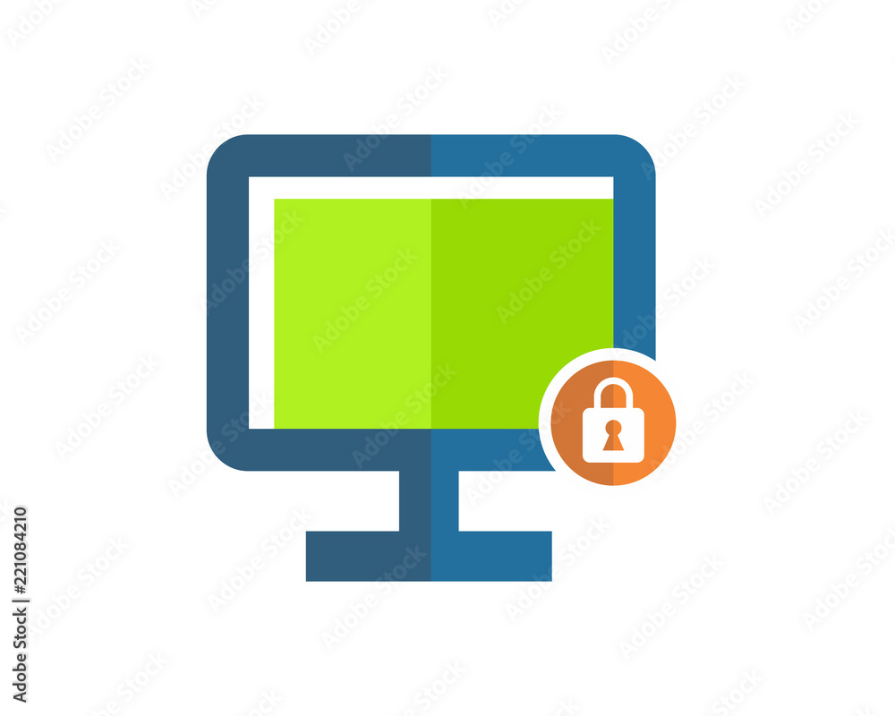 Poster computer secure protect image vector icon logo symbol