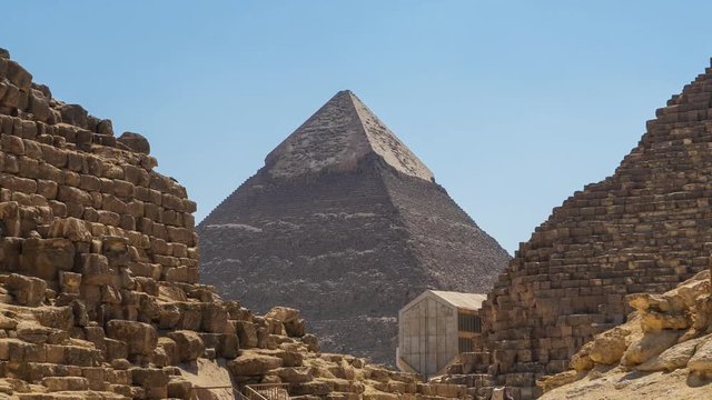 Zoom In of Stone Pyramid -The Great Pyramids of Giza - Egypt