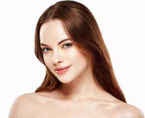Fototapeta premium Skin care woman face with healthy beauty skin face closeup cosmetic age concept