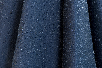 Water droplets on blue fabric. Abstract background