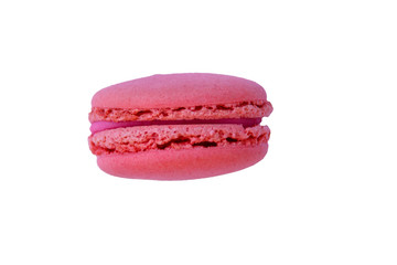Tasty pink macaroon isolated on white background