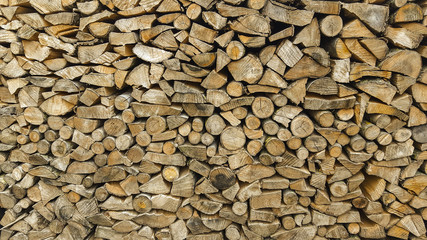 Heap of wooden logs