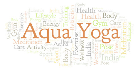 Obraz premium Aqua Yoga word cloud.