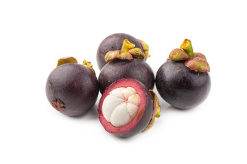 Ripe mangosteen fruit isolated on a white background