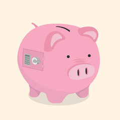 Piggy bank safe money savings concept