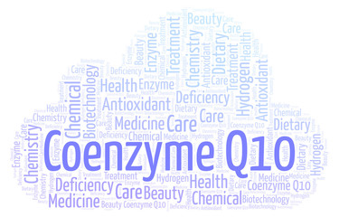 Obraz premium Coenzyme Q10 word cloud.