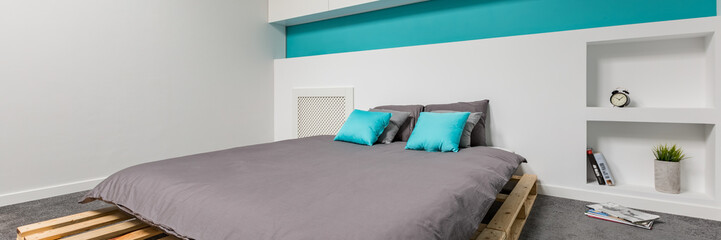 Recycled pallet bed frame