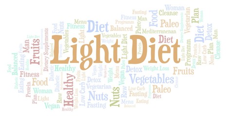 Obraz premium Word cloud with text Light Diet on a white background.