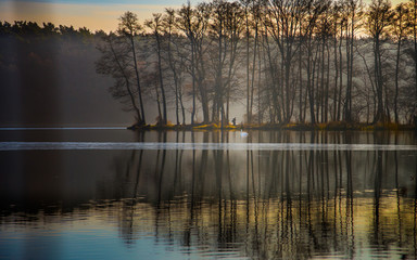 Angler und Schwan am Maxsee