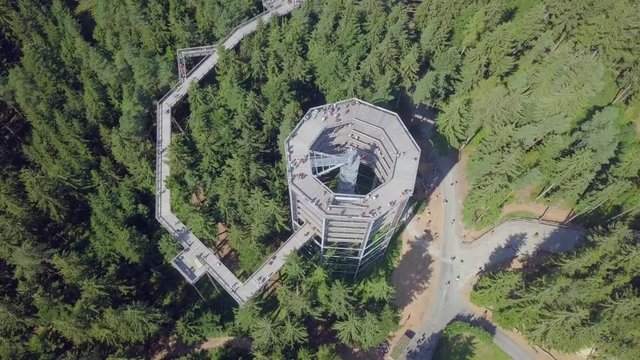 Treetop walkway and observation tower, overlooking Lake Lipno and South Bohemia 