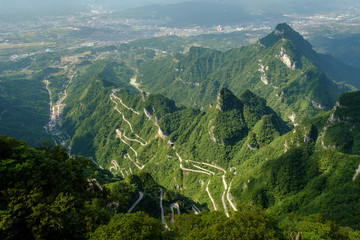 Road in Tianmen mountain national park, Mountain in china view from top