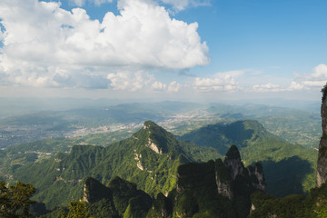 Tianmen mountain national park with city background, Mountain in china view from top