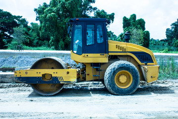 Side view of road roller