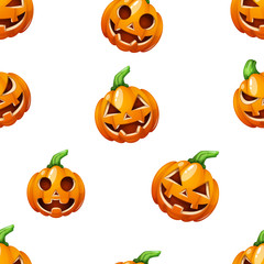 Pumpkin pattern. Horror halloween illustration. Vector eps 10