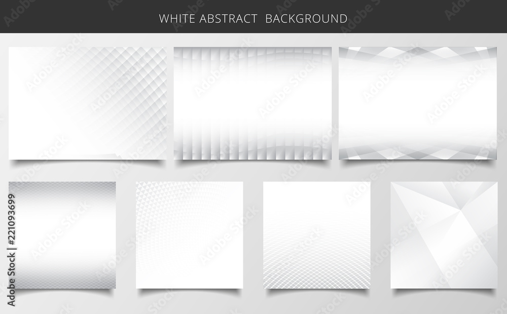 Poster set of geometric pattern white and gray background texture.