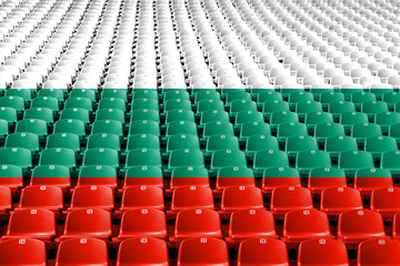 Bulgaria flag stadium seats. Sports competition concept.