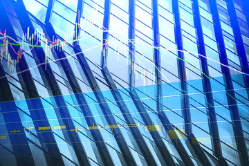 Perspective stock market index with modern building in background