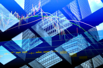 Perspective stock market index with modern building in background