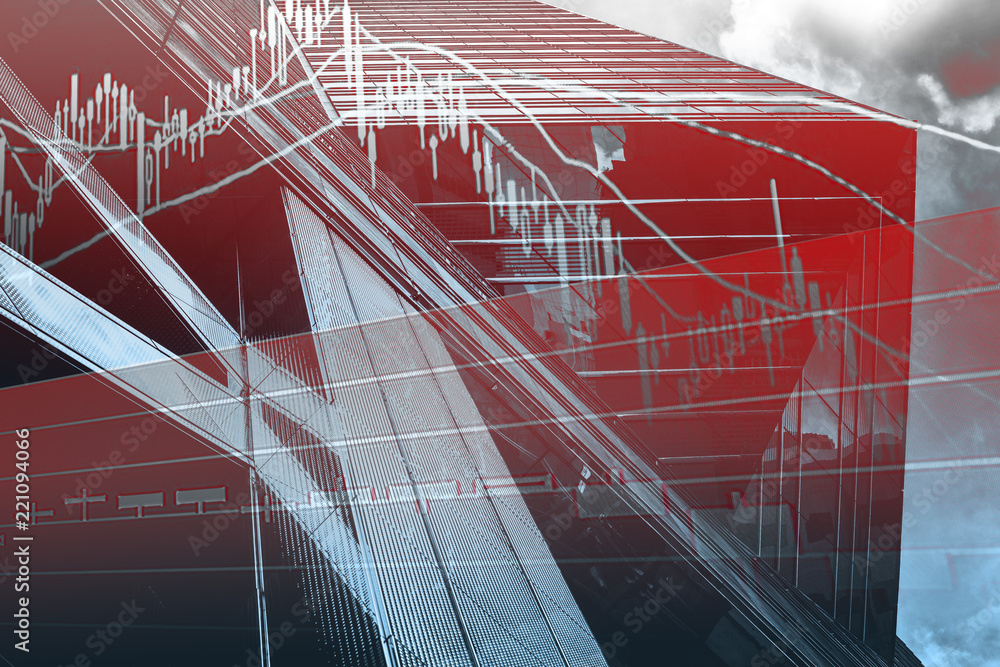 Poster perspective stock market index with modern building in background