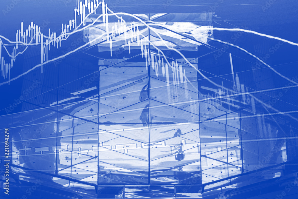 Poster perspective stock market index with modern building in background